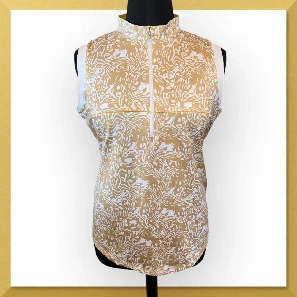 NANCY LOPEZ Golf Jungle Oasis Collection Sleeveless Polo Plus - 2X Gold - Picture 2 of 13